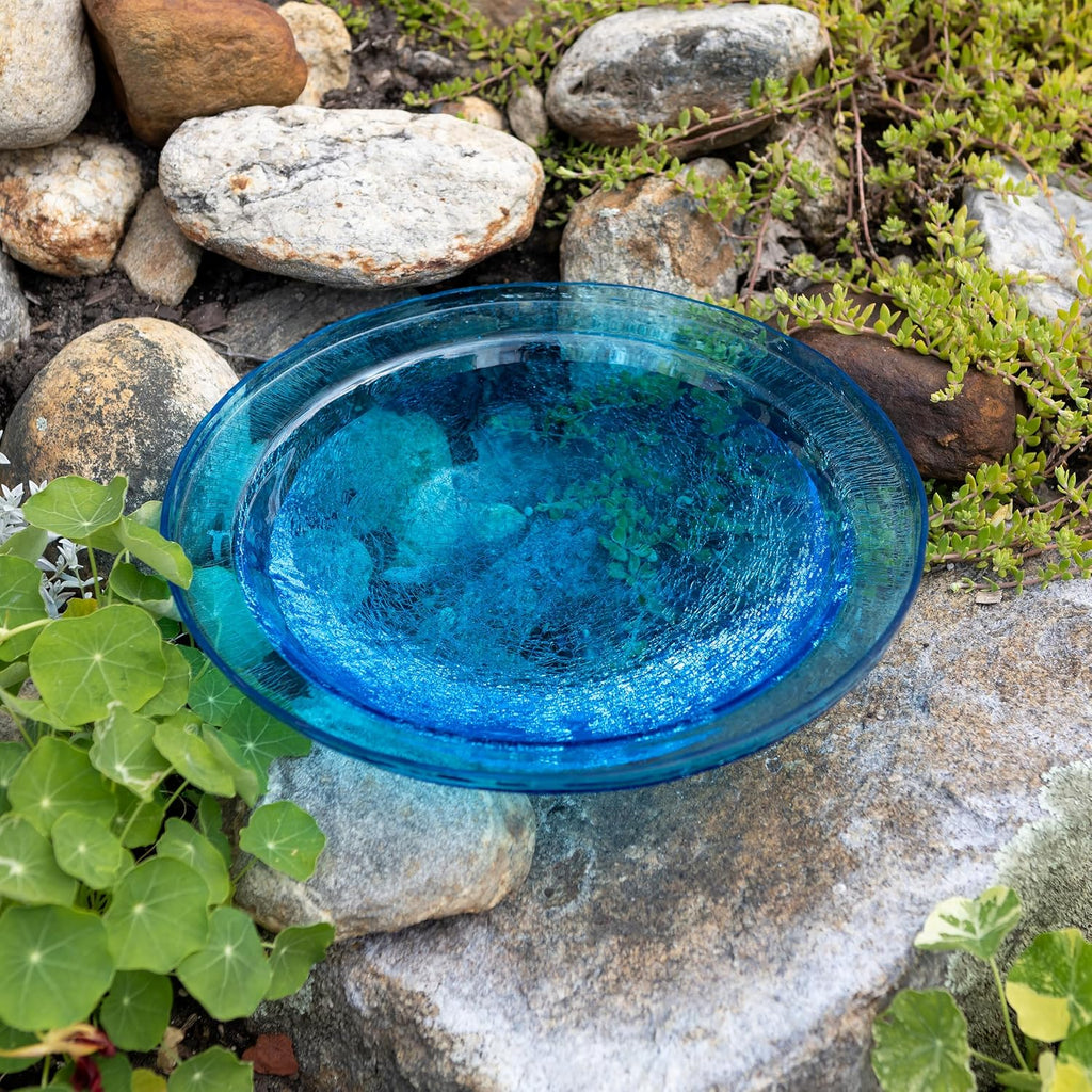 Achla Designs 12" Crackle Glass Bowl - Teal