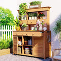 lumisol garden potting bench table with hutch, solid, main product view