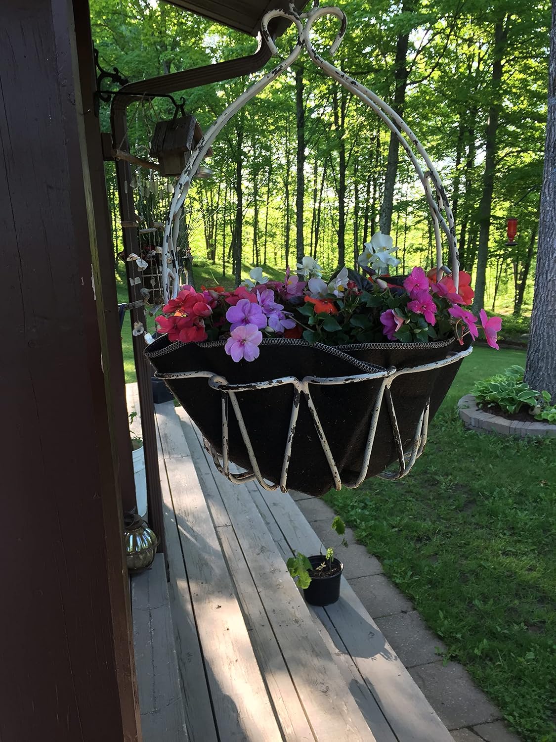 16" Reusable Hanging Basket Liner – Fabric Coco Liner Replacement for Wire Baskets, Bird Proof Moisture Retaining Planter Insert, EZ Swap Pots USA Made (2-Pack)
