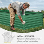 YITAHOME 96x48x24 in 2pcs Galvanized Raised Garden Bed Kit, Large Metal Planter Box with Gloves, Safety Rubber & Support Rod, Outdoor Flower Bed for Plants Vegetables, Green