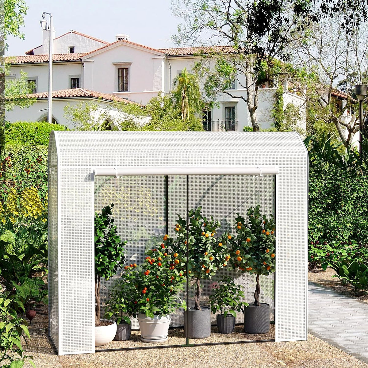 woltu garden greenhouse tunnel in galvanised steel tube showing dimensions