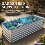 YITAHOME 6x3x2ft Large Raised Garden Bed Kit, Galvanized Metal Planter Box with Gloves, Ground Nails, Support Rod, Outdoor Above Ground Planters for Plants Vegetables Flowers, Silver