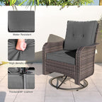 Kullavik 13 Pieces Outdoor Patio Furniture Set,PE Wicker Rattan Sectional Sofa Patio Conversation Sets with 43" 55000BTU Gas Propane Fire Pit Table,Swivel Rocking Chairs Set,Grey