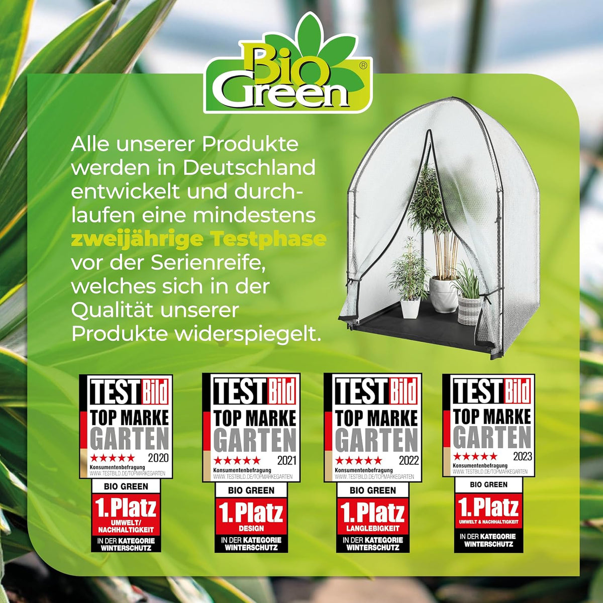 bio green icedome winter tent for plants, 3-layer on a desk or shelf