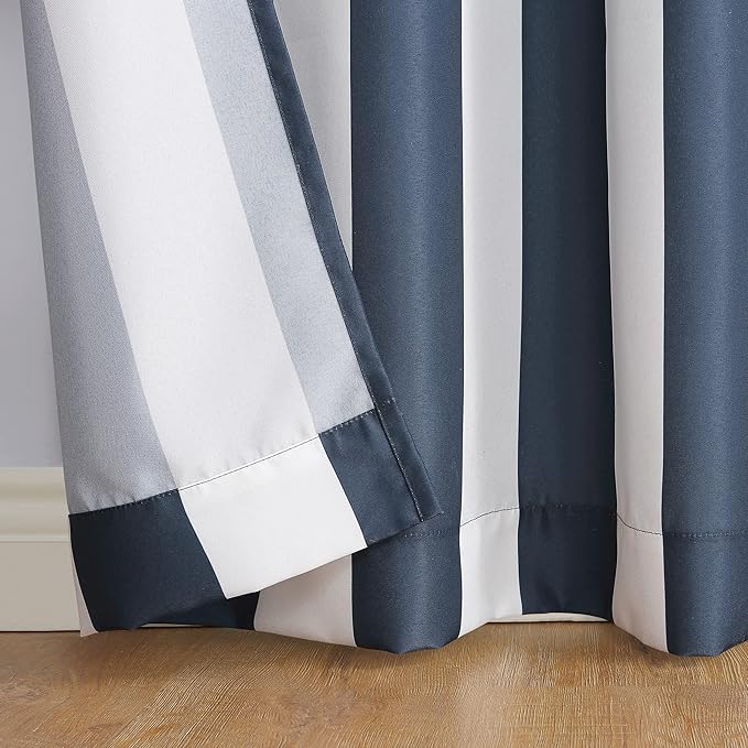 Sun Zero Valencia 2-Pack Cabana Stripe Indoor/Outdoor UV Protectant Energy Efficient Grommet Curtain Panel Pair