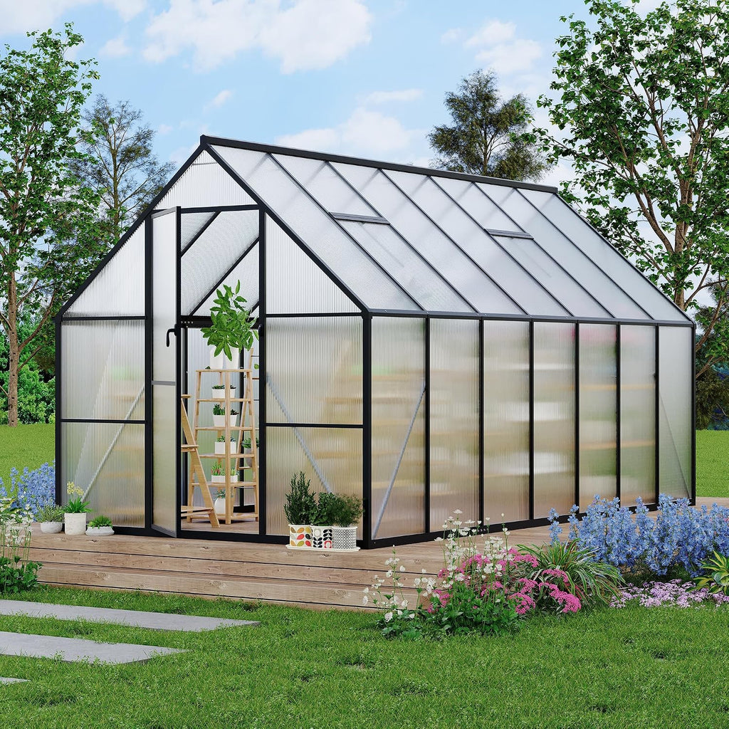 8'x14' aluminum greenhouses kit for outdoors, polycarbonate greenhouse, main product view