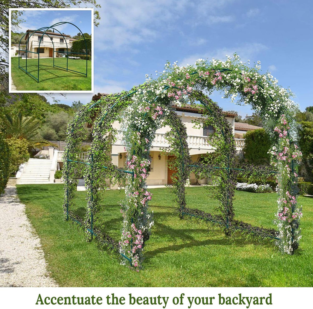multi-size large garden support arch frame climbing plant shown in use