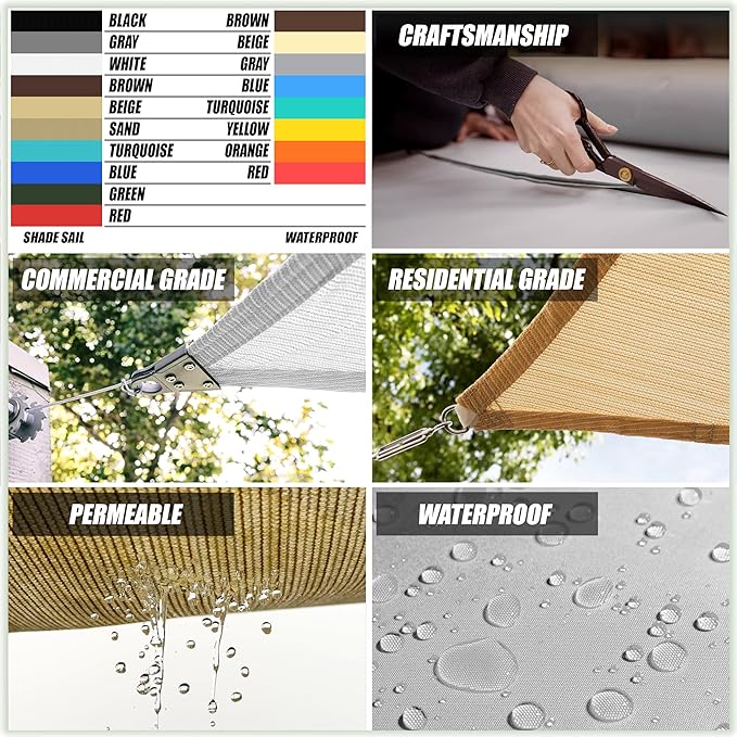 Amgo Custom Size 15' x 24' x 28.3' White Right Triangle Sun Shade Sail Order to Make Canopy Awning UPF50+ AGSLT, 95% UV Blockage, Water & Air Permeable, 200GSM Commercial Standard (We Customize)