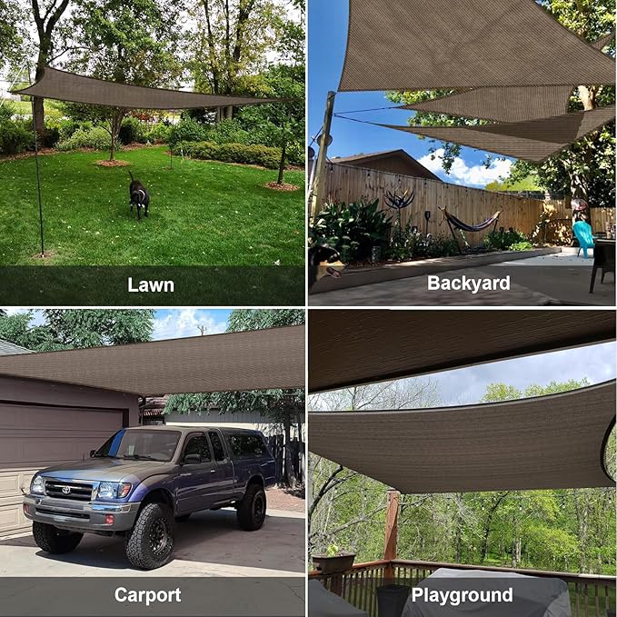SUNLAX Sun Shade Sail 8' x 12' Brown Rectangle Canopy Sail Shade Cover UV Block Permeable Sunshade Outdoor for Patio Backyard (We Make Custom Size)