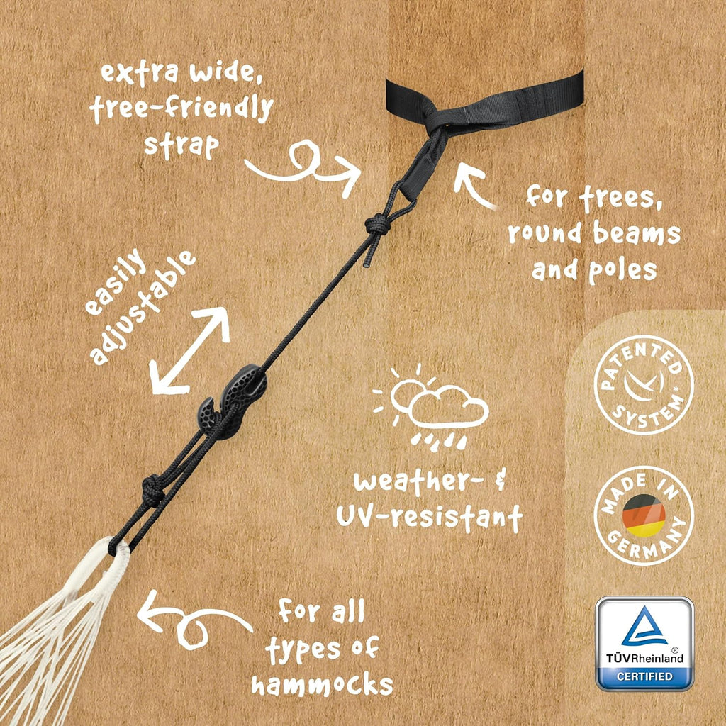 LA Siesta TreeMount Black - Tree and Pole Suspension Set for Hammocks