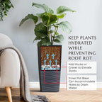 Mueller Janska M-Resin Heavy Duty Tall Planter, Indoor/Outdoor Grande Plant, Tree, Flower Pot, 2-Piece Set, 27.5”, Modern Design, Built-in Drainage, Dark Grey