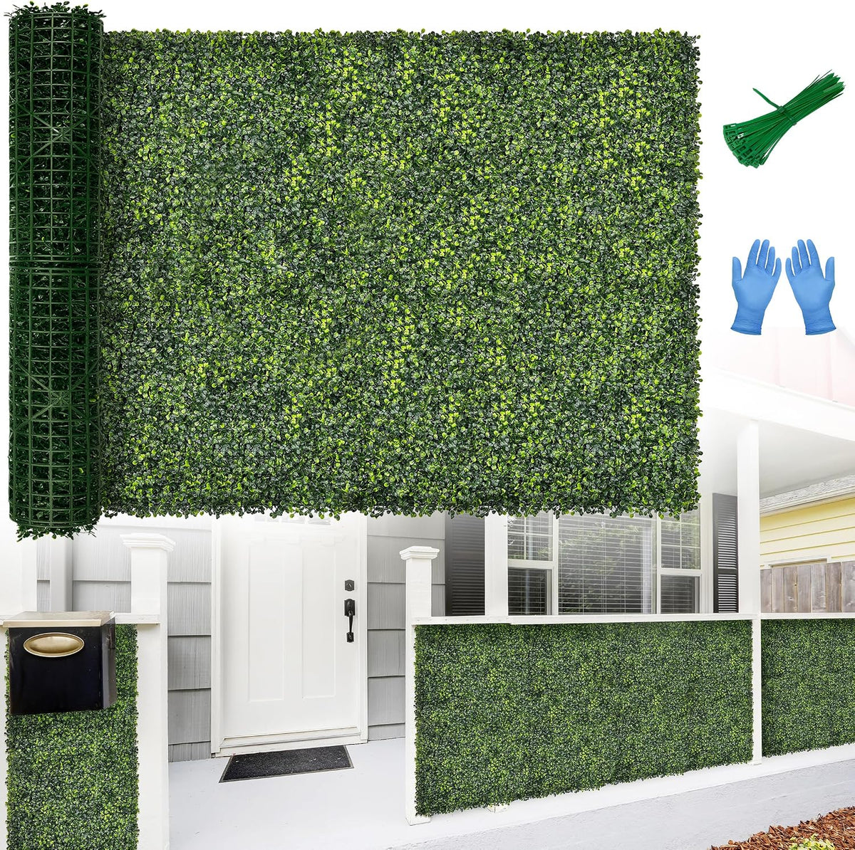 artificial 40x120 in (33.5 sqft) boxwood grass wall, main product view