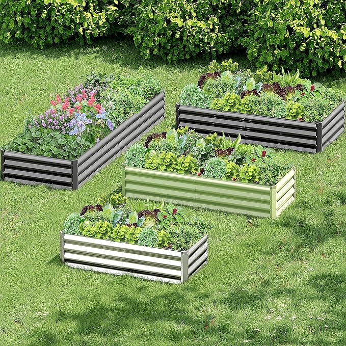 2PCS 6x3x1FT Galvanized Raised Garden Bed, Galvanized Planter Raised Garden Boxes Outdoor, Large Metal Raised Garden Beds for Vegetables-Silver
