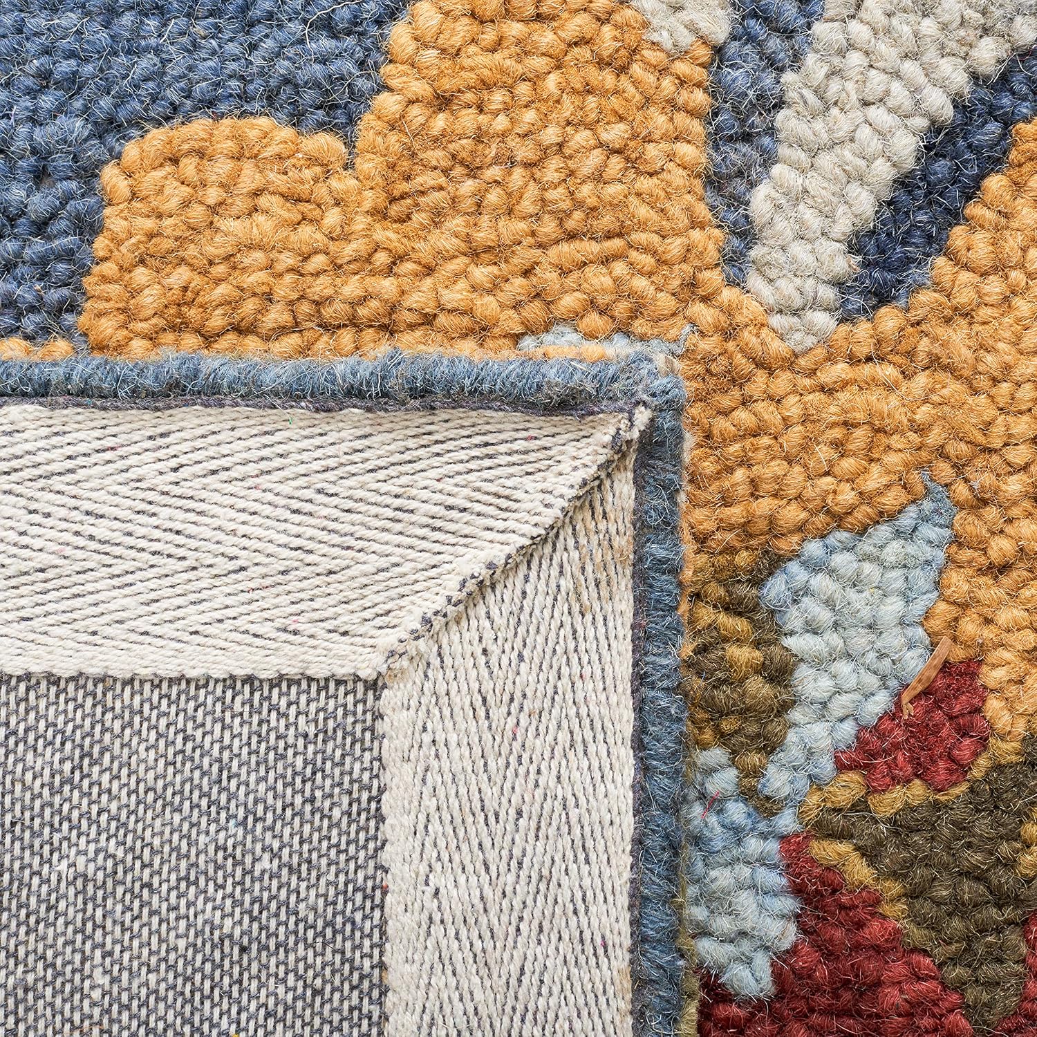 SAFAVIEH Blossom Collection Runner Rug - 2'3" x 6', Navy & Multi, Handmade Wool, Ideal for High Traffic Areas in Living Room, Bedroom (BLM401N)