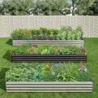 2PCS 6x3x1ft Galvanized Raised Garden Bed Kit,Metal Planter Box for Vegetables,Flowers,Herbs Durable Rust-Resistant Patio Gardening Beds,Silver