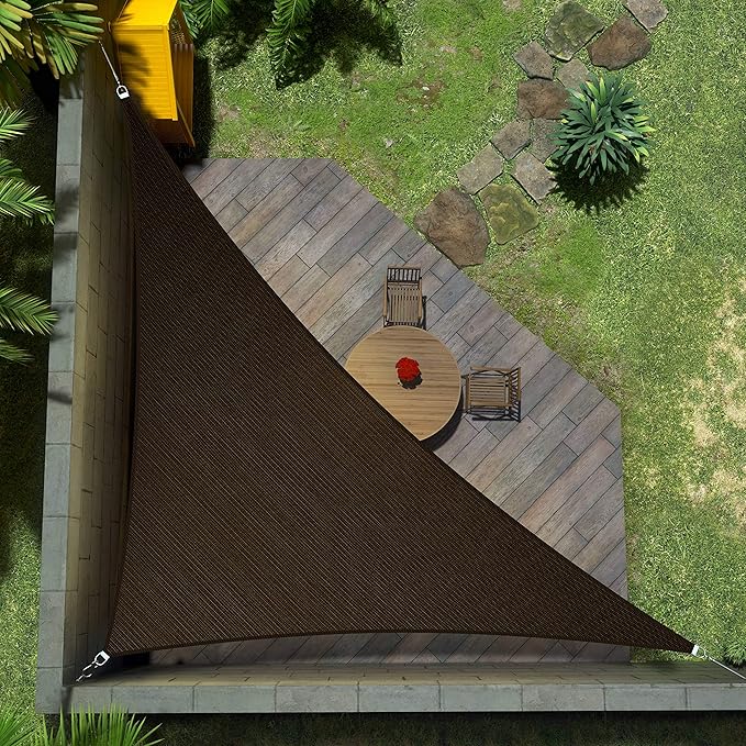 Amgo 10' x 10' x 14' Brown Right Triangle Sun Shade Sail UPF50+ Canopy Awning AGSLT, 95% UV Blockage, Water & Air Permeable, 200GSM Heavy Duty Commercial and Residential (We Make Custom Sizes)