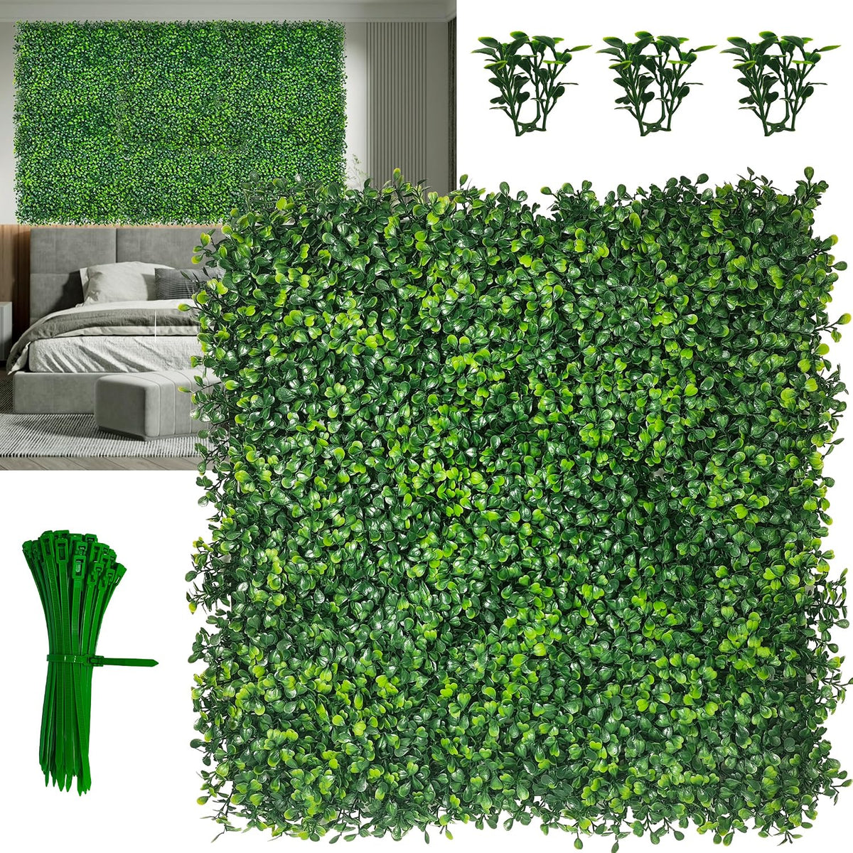 20"x 20"(8p), uv-protected artificial boxwood panels, 4-layer leaf, main product view