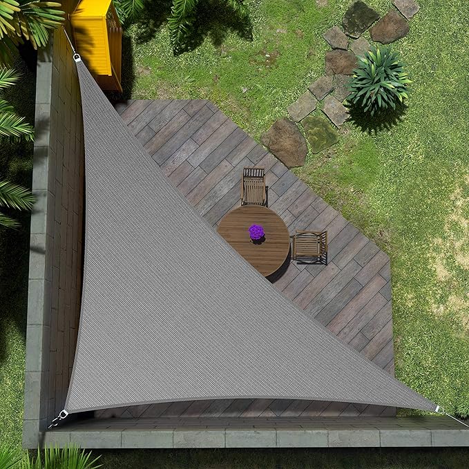 Amgo Custom Size 8' x 11' x 13.6' Gray Right Triangle Sun Shade Sail UPF50+ AGTAPRT12, Order to Make Canopy Awning, 95% UV Blockage, Water & Air Permeable, Commercial Standard (We Customize)