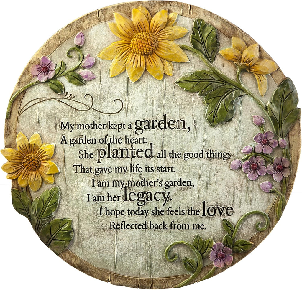 Evergreen Flag Memorial Stones | My Mother Kept a Garden | 12 Inches Wide | Remembrance Decor for Homes, Lawn and Garden | Outdoor or Indoor