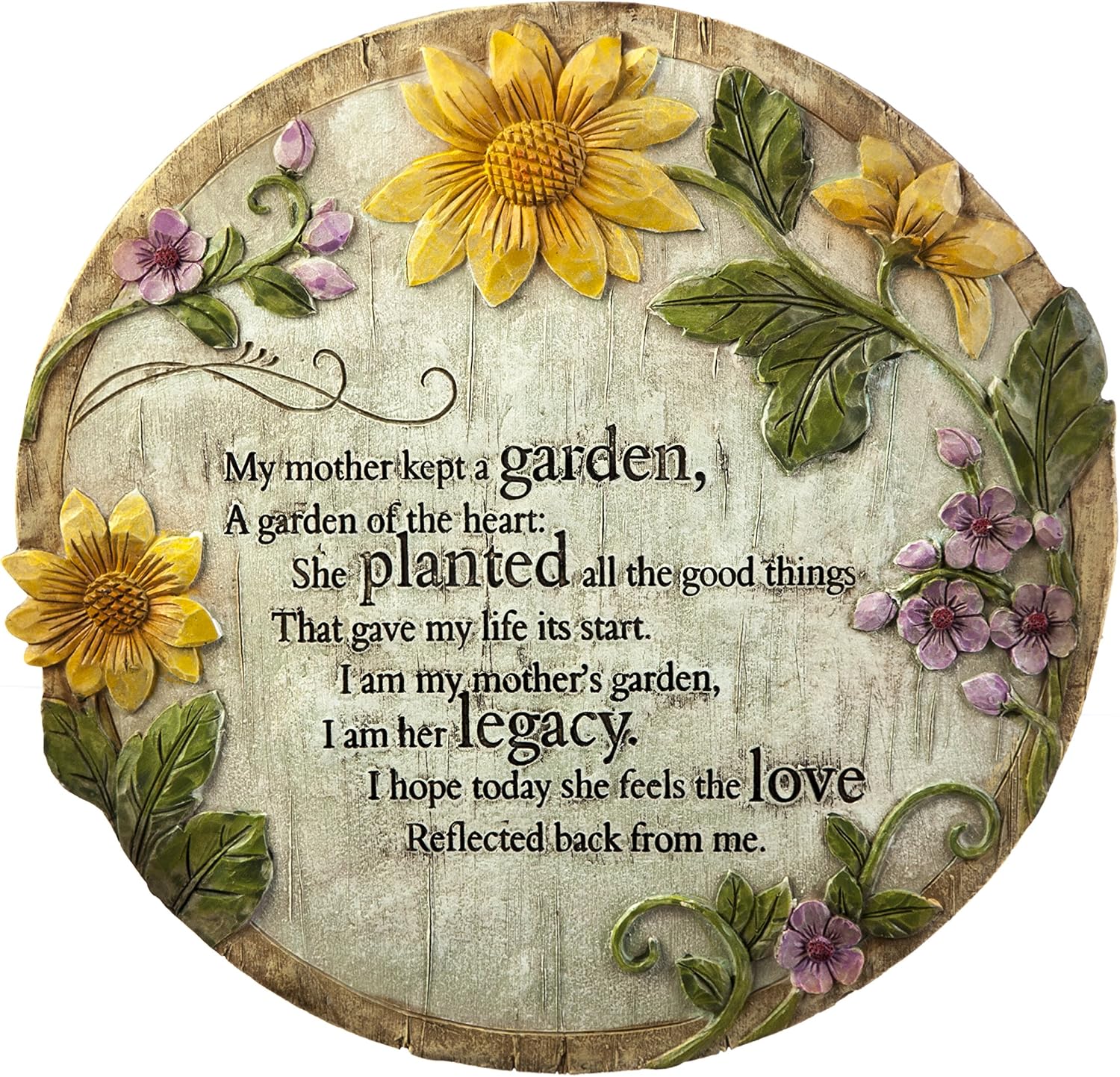 Evergreen Flag Memorial Stones | My Mother Kept a Garden | 12 Inches Wide | Remembrance Decor for Homes, Lawn and Garden | Outdoor or Indoor