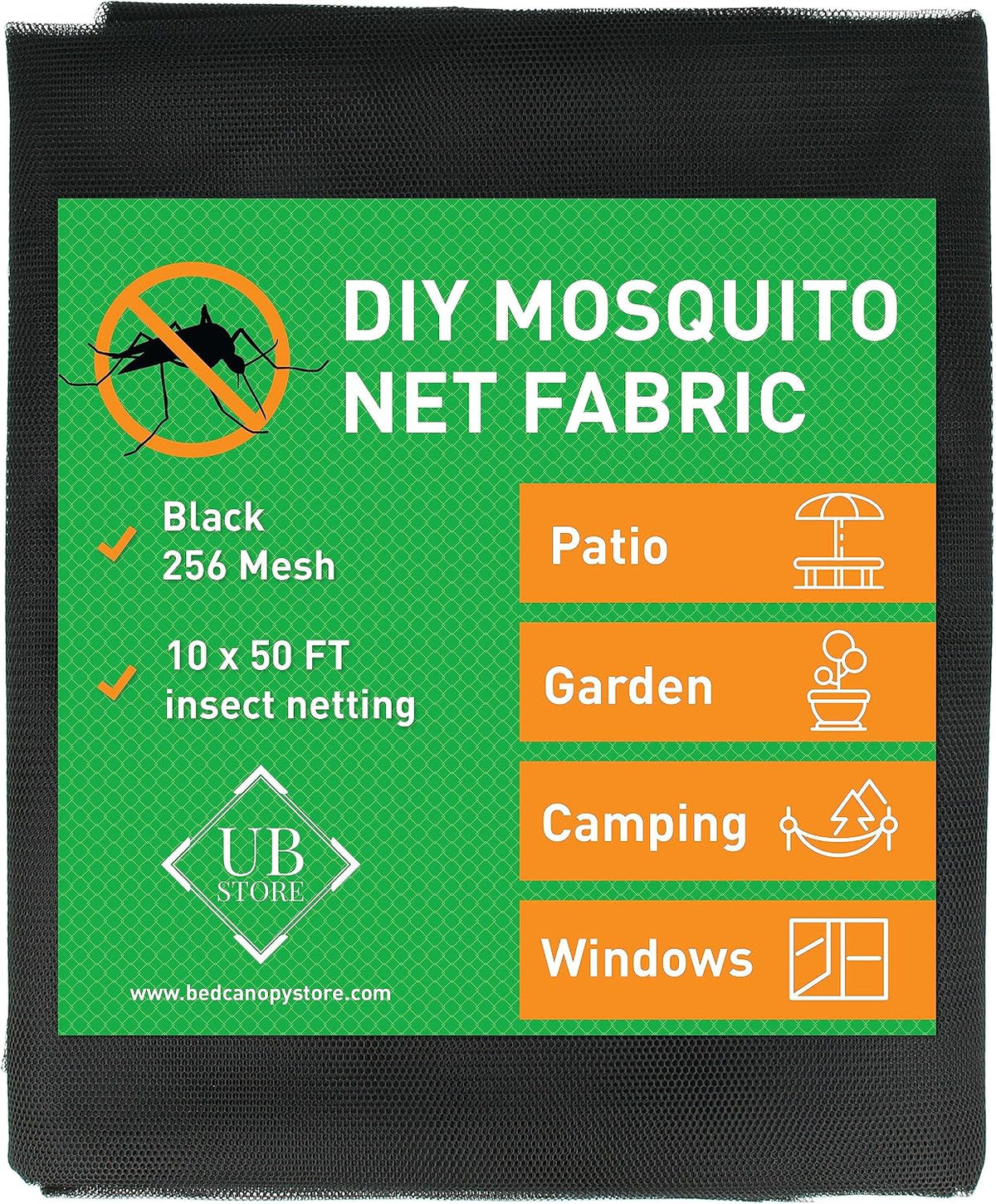 netting cover, 10x50 ft black garden-netting, polyester mosquito, main product view