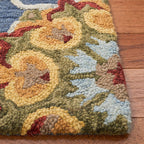SAFAVIEH Blossom Collection Runner Rug - 2'3" x 6', Navy & Multi, Handmade Wool, Ideal for High Traffic Areas in Living Room, Bedroom (BLM401N)