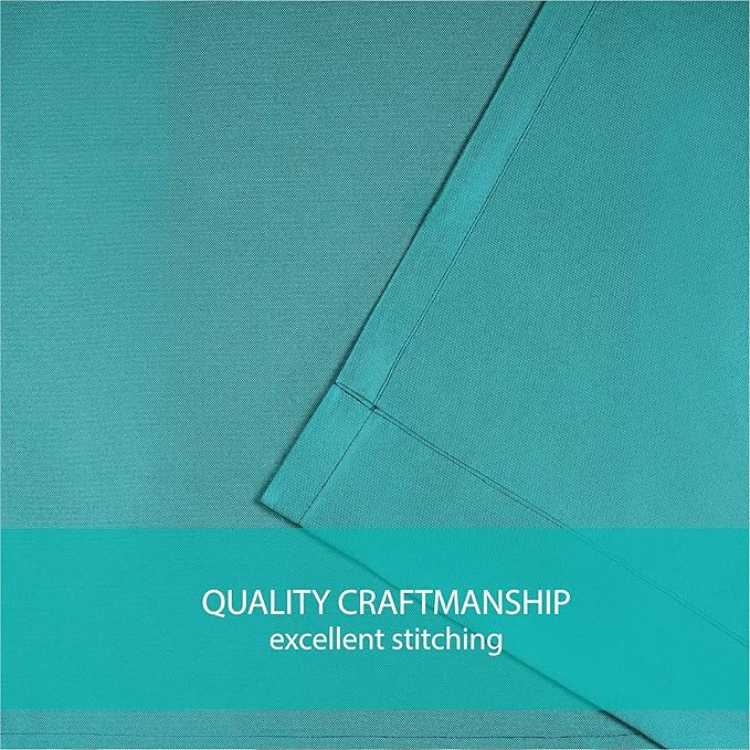 EXCLUSIVE HOME Cabana Solid Indoor/Outdoor Light Filtering Hook-and-Loop Tab Top Curtain Panel Pair, 54"x84", Teal