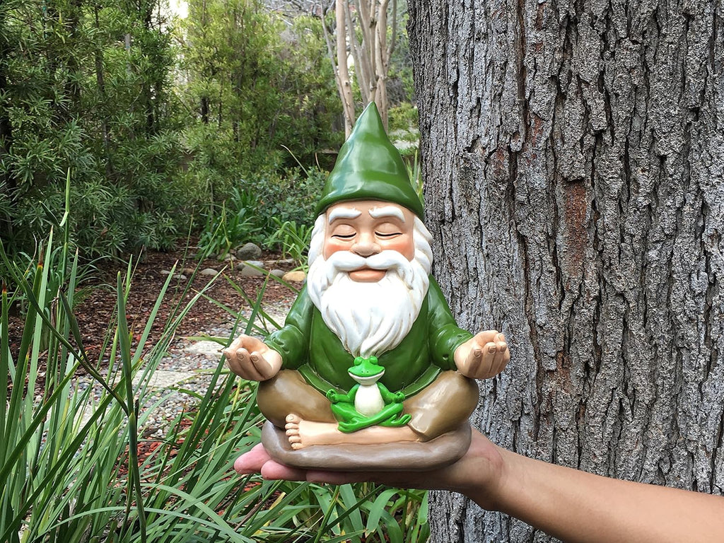 GlitZGlam Zen Gnome – Tranquility and Peacefulness for Your Fairy Garden and Garden Gnomes 9 Inches Tall Miniature Figurine