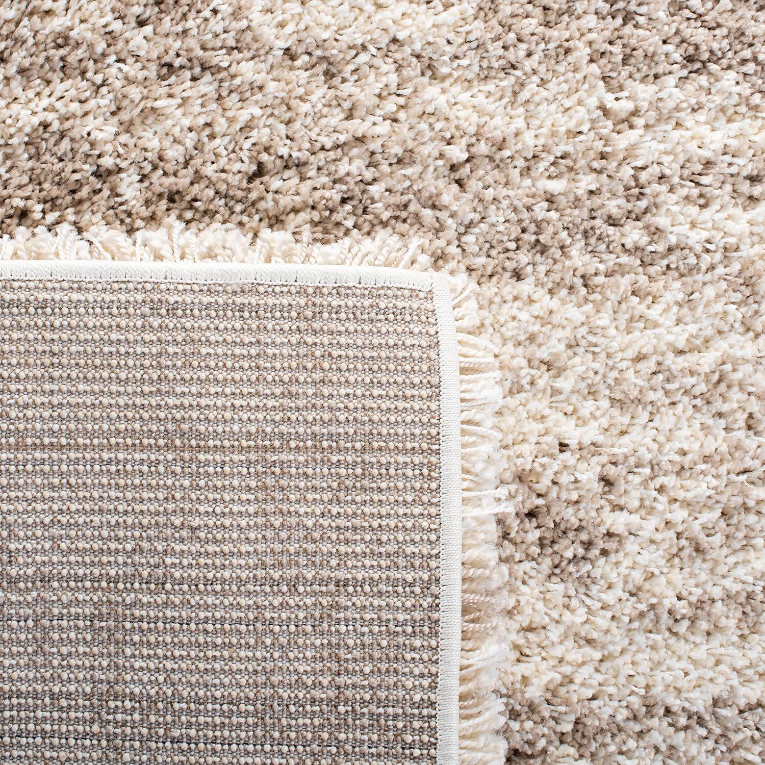 SAFAVIEH Hudson Shag Collection Runner Rug - 2'3" x 6', Ivory & Beige, Modern Design, Non-Shedding & Easy Care, 2-inch Thick Ideal for High Traffic Areas in Living Room, Bedroom (SGH206B)