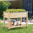 Yaheetech 42x23x33in Wooden Raised Garden Bed with Wheels Horticulture Flower Planter Boxes Elevated Vegetables Growing Bed for Grow Herbs and Vegetables, 2 PCS