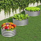 2PCS 2x2x1FT Galvanized Raised Garden Bed Kit,Vegetable Boxes-Round Metal Flower Box,Large Planter Raised Beds Outdoor Garden for Planting,Fruit,Herb-Silver