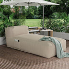 Outdoor Bean Bag Lounger Chair, Big Comfy Outdoor Daybed for Sunbathing and Tanning - Water-Resistant Patio Chaise and Pool Sun Lounger Furniture for Beach Deck (Spice Tan)