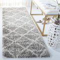 SAFAVIEH Hudson Shag Runner Rug 2'3"x6', Plush Trellis Grey & Ivory SGH281K