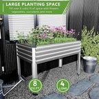 2PCS 48×24×30in Galvanized Raised Garden Bed,Metal Elevated Planter Box with Legs for Patio,Balcony,Backyard,300lb Capacity,Silver