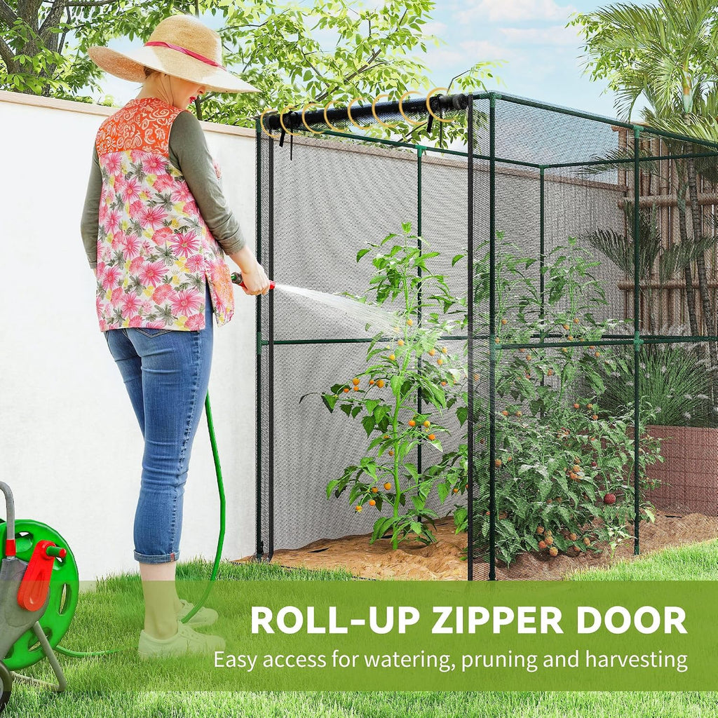 outsunny crop cage 6.6' x 3.3' x 5.2' showing dimensions