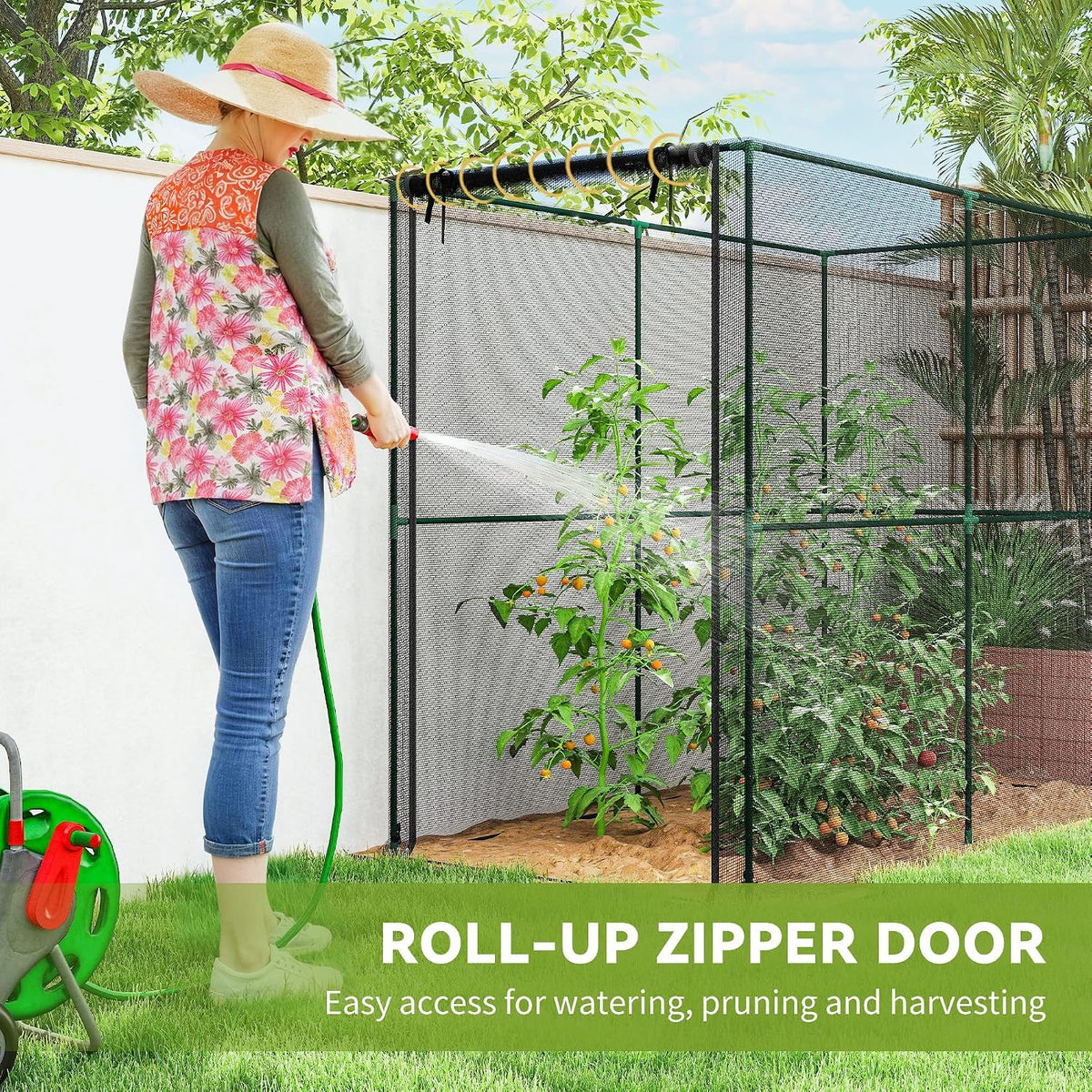 outsunny crop cage 6.6' x 3.3' x 5.2' showing dimensions