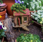 Fairy Garden Treehouse for Outside - Large Fairy House | Hand-painted resin; door opens; water resistant; treehouse stands 9 inches high; outdoor and indoor miniature decor