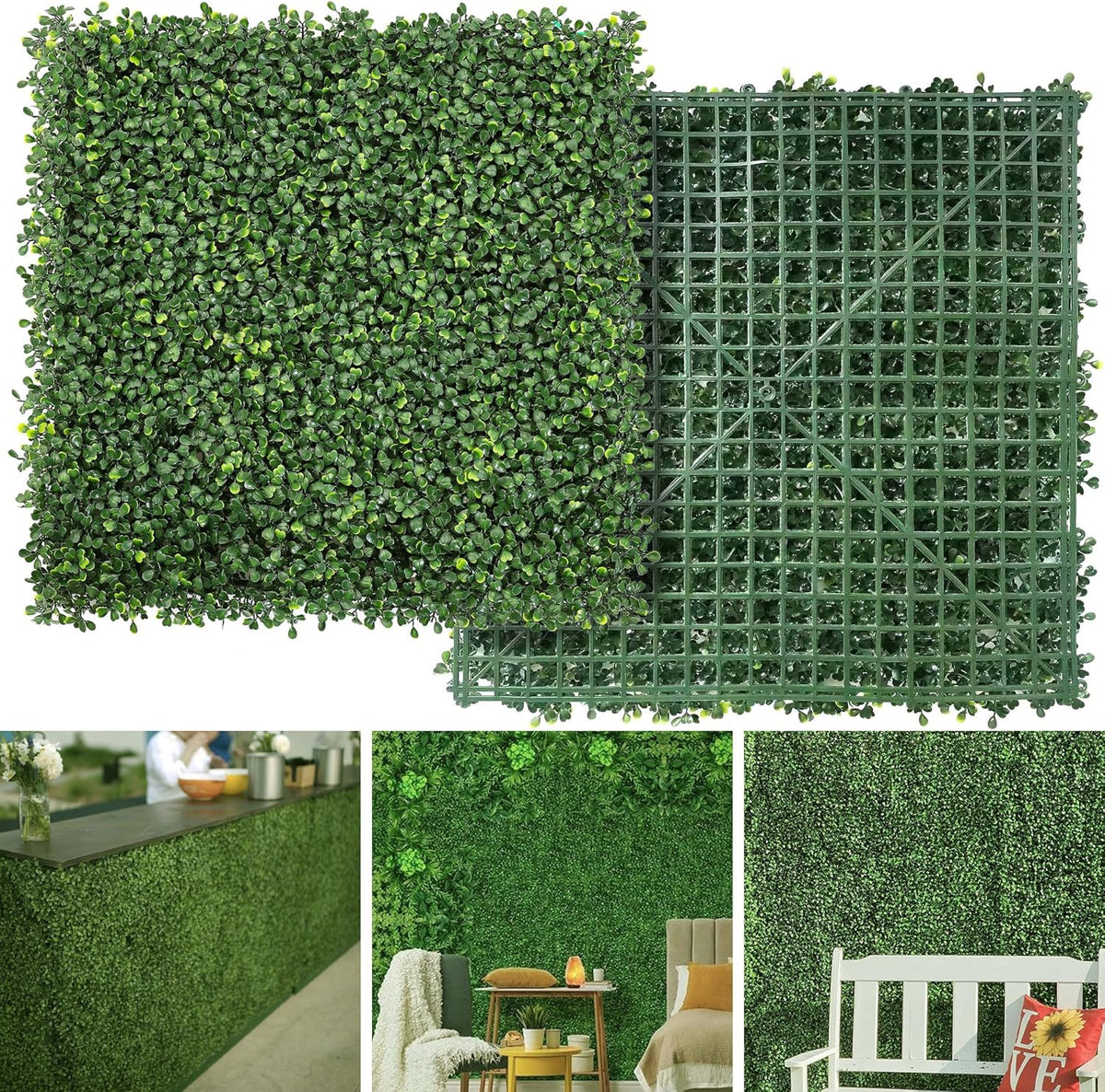 netap grass wall panels, 20"x20", 8pcs artificial boxwood, main product view