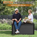 Outdoor Storage Box, Resin Deck Boxes Indoor and outdoor, Waterproof Storage Box Lockable Lid (Black,100 Gallon)