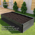 12x4x2FT Galvanized Raised Garden Bed Kit,Vegetable Plant Boxes-Rectangle Metal Flower Box,Large Planter Raised Beds Outdoor Garden for Planting,Fruit,Herb-Black