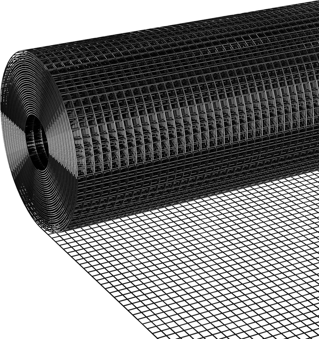 Black Hardware Cloth 1/2 inch Chicken Wire 48 in x 100 ft 19 Gauge | Vinyl Coated Chicken Wire Fencing, Chicken Wire Mesh Roll, Garden Mesh, Rabbit Fence