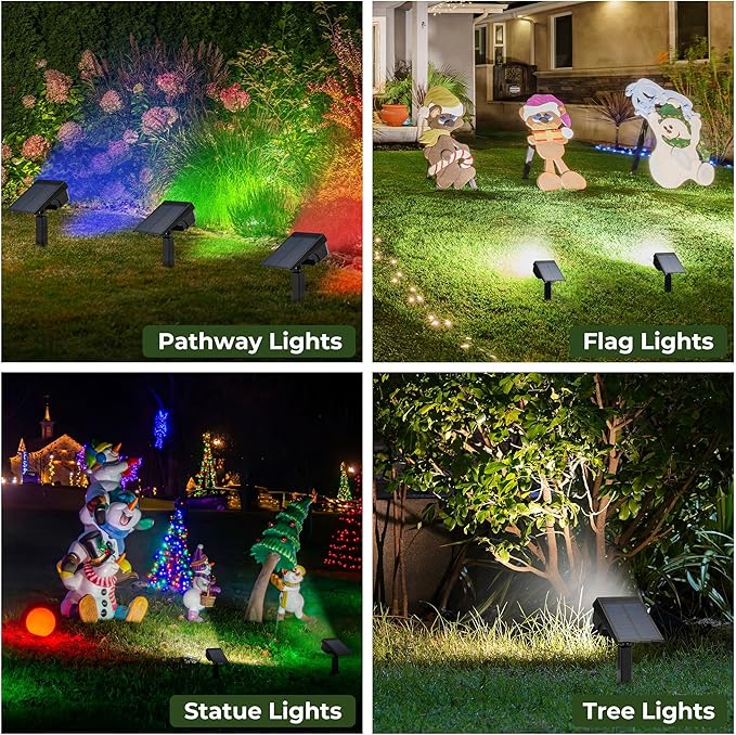 Kingsyard Solar Lights Outdoor Waterproof IP68, 47 LEDs 3 Lighting Modes USB & Solar Powered Garden Yard Pathway Spot Lights for Outside Landscape, Auto On/Off, 6 Pack(Warm White)