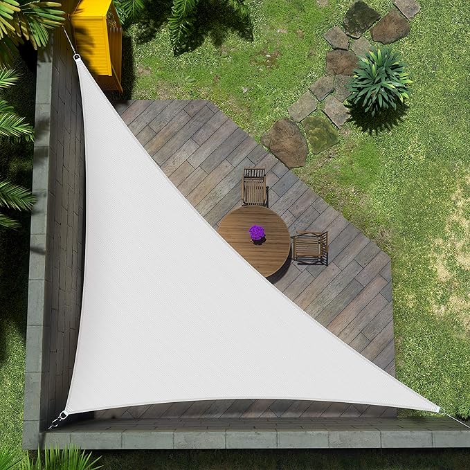 Amgo Custom Size 7' x 13' x 14.8' White Right Triangle Sun Shade Sail Order to Make Canopy Awning UPF50+ AGSLT, 95% UV Blockage, Water & Air Permeable, 200GSM Commercial Standard (We Customize)