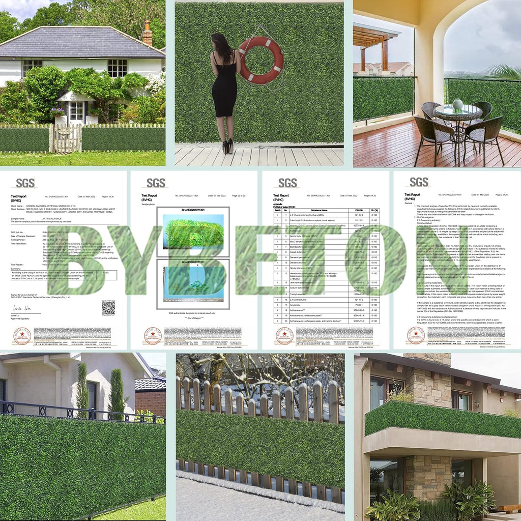 bybeton 40"x160"(43sqft) ivy privacy fence uv-anti boxwood grass, side view