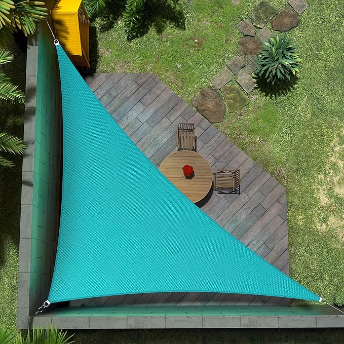 Amgo Custom Size 13' x 13' x 18.4' Turquoise Triangle Sun Shade Sail Order to Make Canopy Awning UPF50+ AGSLT, 95% UV Blockage, Water & Air Permeable, 200GSM Commercial Standard (We Customize)