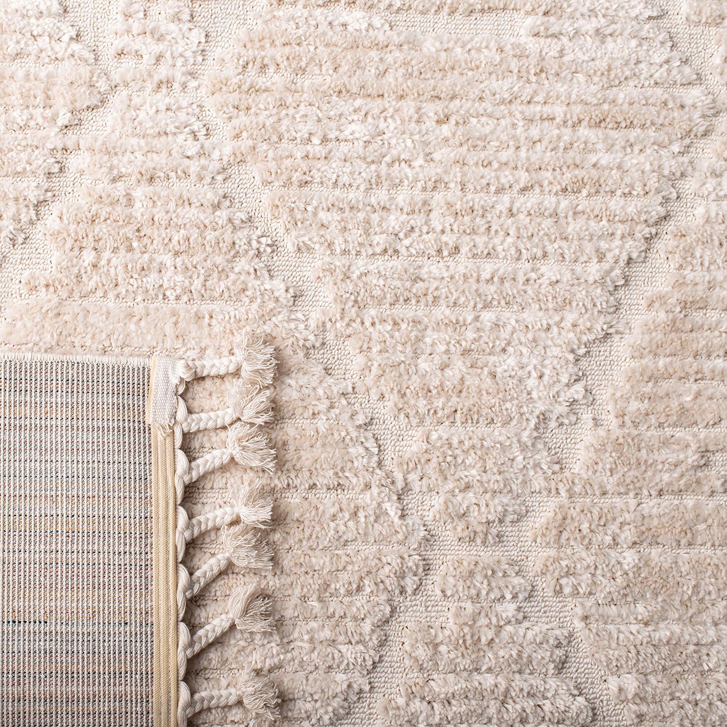 SAFAVIEH Marrakesh Collection Runner Rug - 2'2" x 16', Beige, Moroccan Trellis Design with Tassel Detail, Non-Shedding & Easy to Clean, Ideal for Hallway, Foyer, Entryway, Bedside (MRK517C)