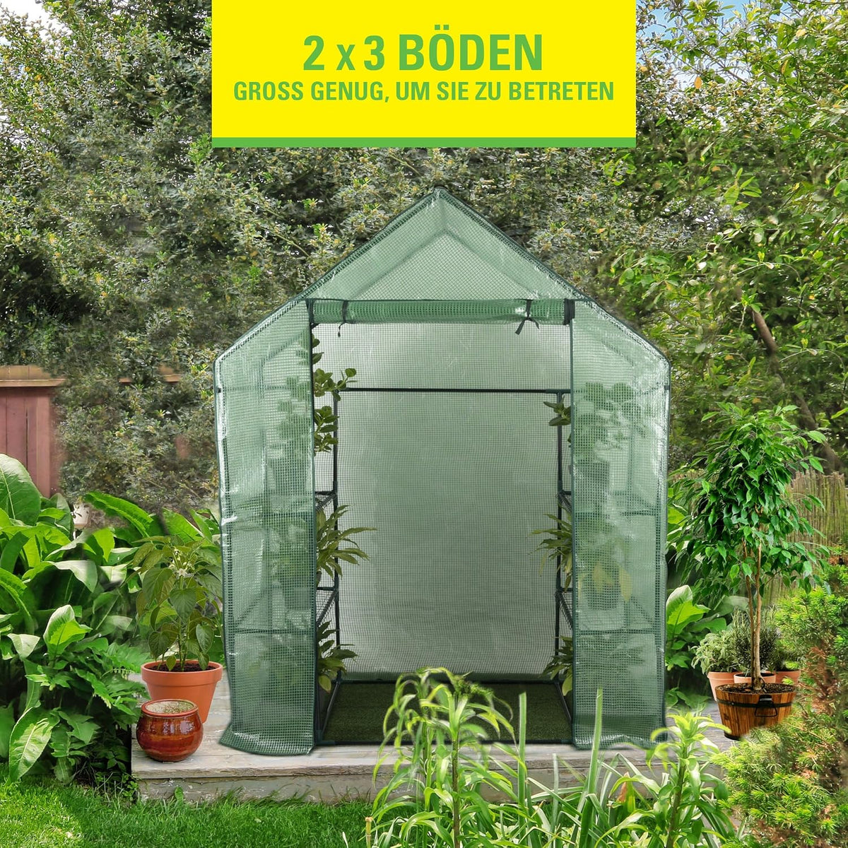 kinzo garden greenhouse - with several storeys, front angle view