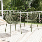 Christopher Knight Home Set of 2 Tita Modern Patio Outdoor Dining Chairs, Stacking Chair, Outside Dinner,Garden/Balcony/Poolside Stackable Accent Chairs,Metal Legs,Plastic Cutout Backrest, Green