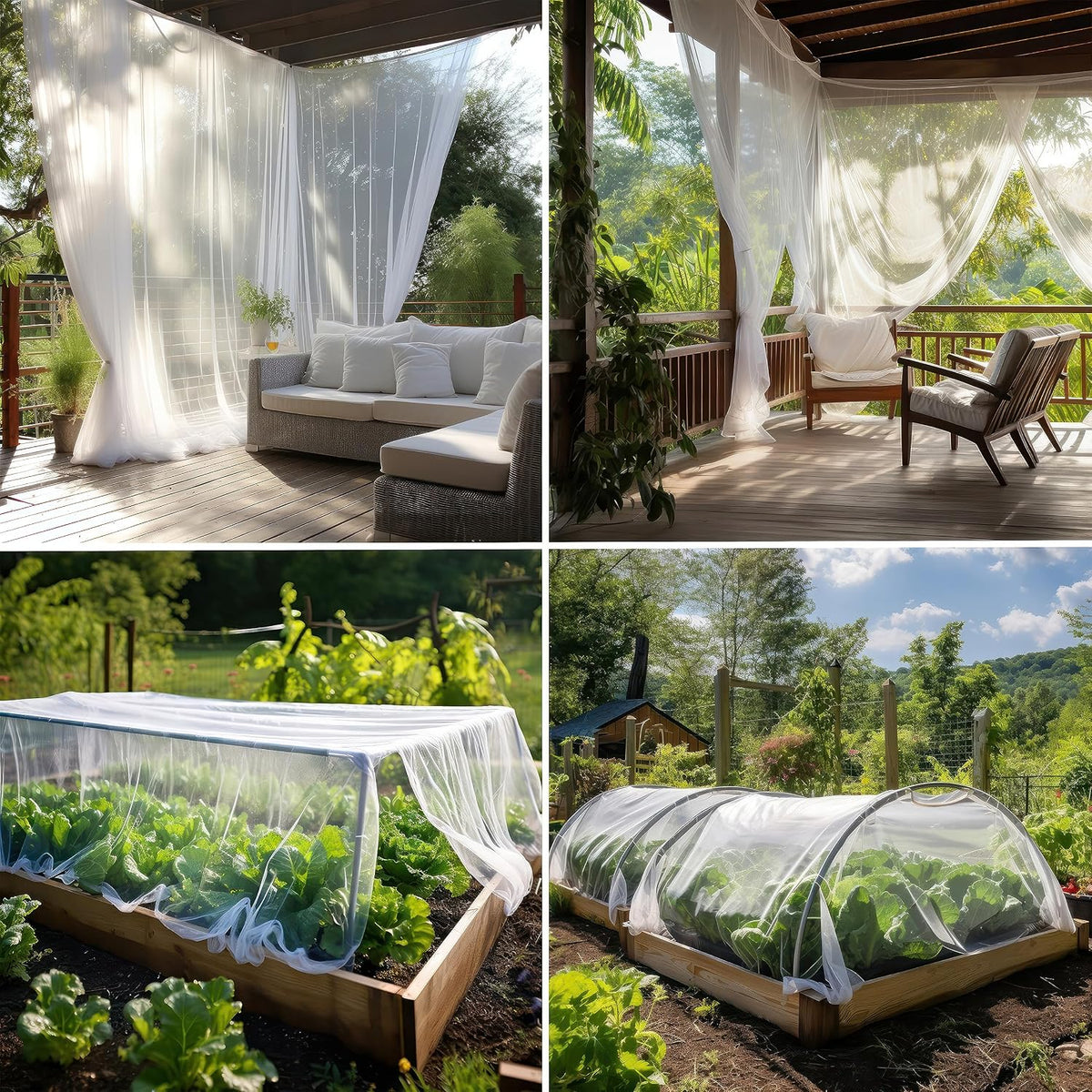 white diy mosquito net fabric | 10x10 ft shown in use
