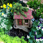 Fairy Garden Treehouse for Outside - Large Fairy House | Hand-painted resin; door opens; water resistant; treehouse stands 9 inches high; outdoor and indoor miniature decor